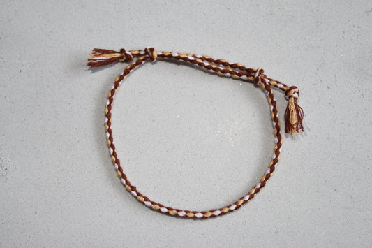 Pranayama Baumwolle Armband (Braun/Gold/Weiß)